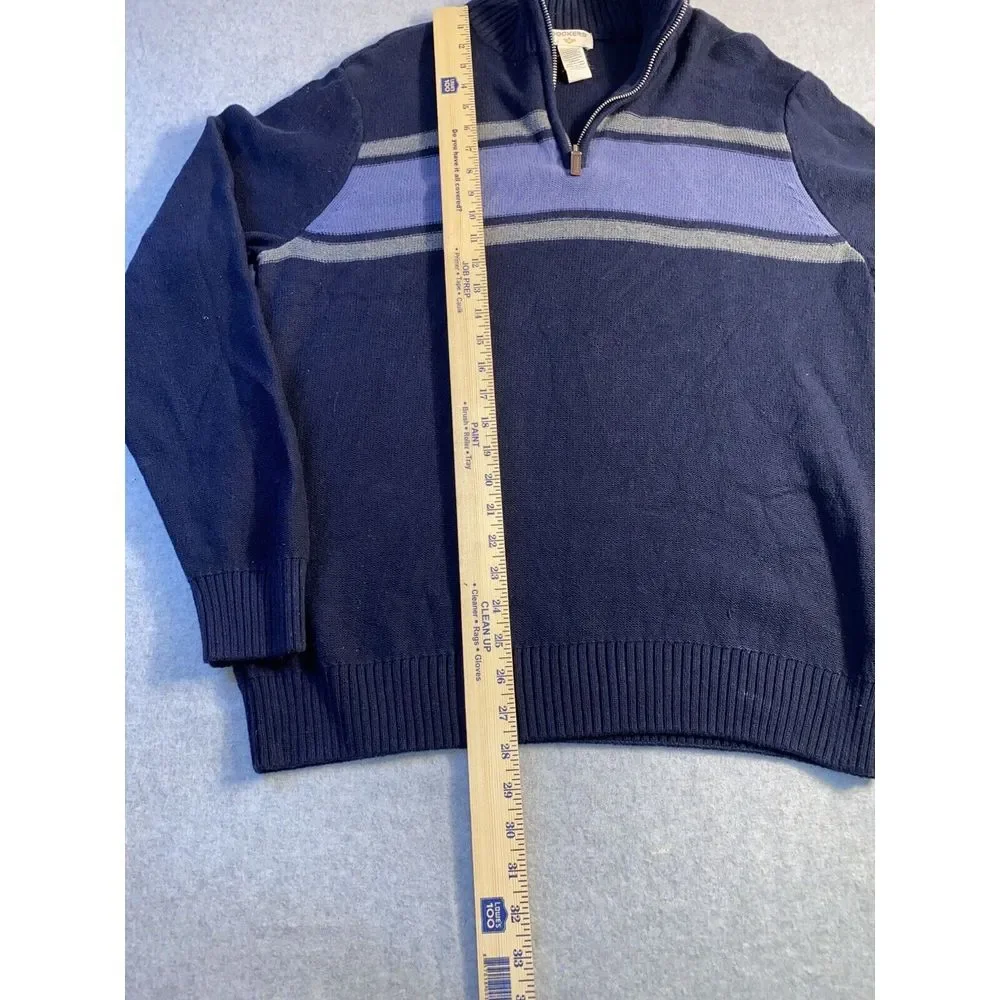 Dockers Mock Neck 1/4 Zip Lightweight Blue Sweater - Men's‎ Large